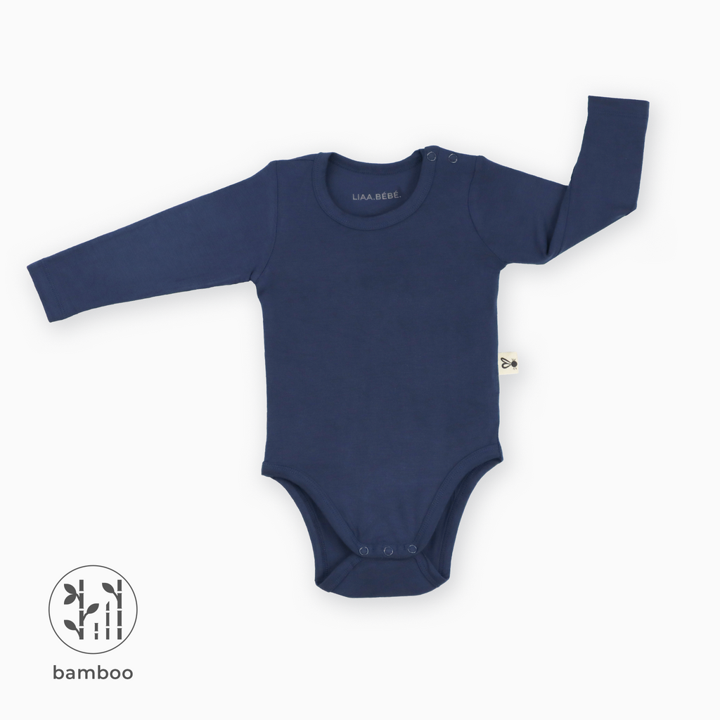 Navy Blue LiaaBébé Long Sleeve Bodysuit.